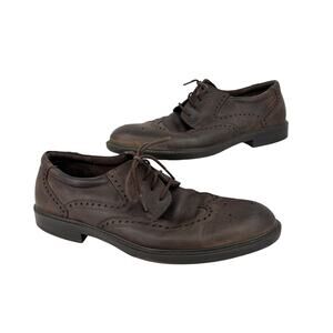 ECCO Oxford Shoe Mens Size EU 46 Brown Leather Wingtip Lace Up Comfort Casual